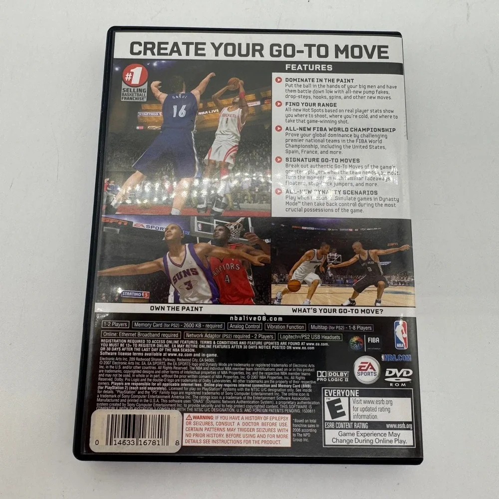 NBA Live 08 Sony PlayStation 2 PS2 Basketball Game Complete With Manual